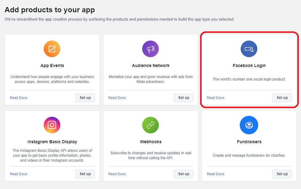 Facebook - Add products to your app